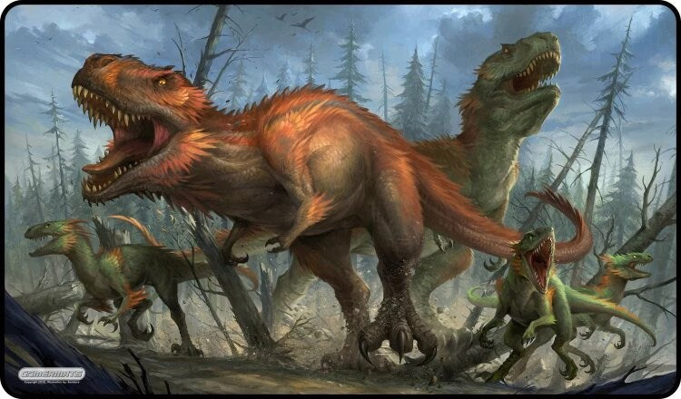GamerMats Playmat - Stampede of Dinosaurs (Premium Black Stitched)