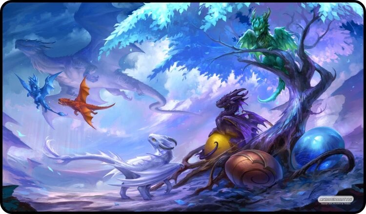 GamerMats Playmat - Baby Dragons Circle of Life (Premium Black Stitched)