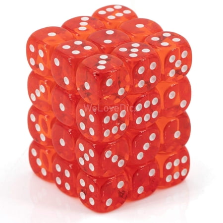 Chessex DND Dice Set D&D Dice-12mm Translucent Orange and White Polyhedral Dice Set-Dungeons and Dragons Dice Includes 36 Dice – D6